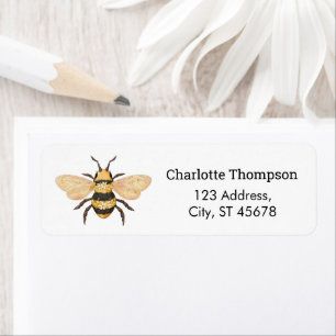 Modern Black Yellow Stripes Bee Address