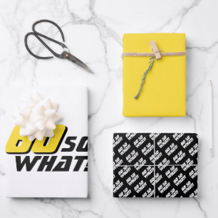 Modern Black Yellow Typography 60th Birthday Wrapping Paper Sheet