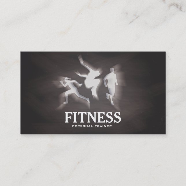 Modern Blackboard Runner Personal Trainer Fitness Business Card (Front)