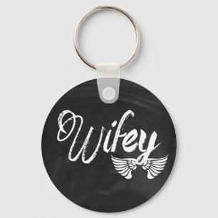 modern blackboard scripts honeymoon wifey keychain