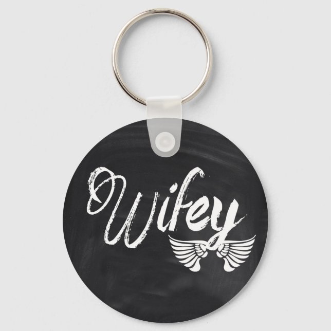 modern blackboard scripts honeymoon wifey keychain (Front)