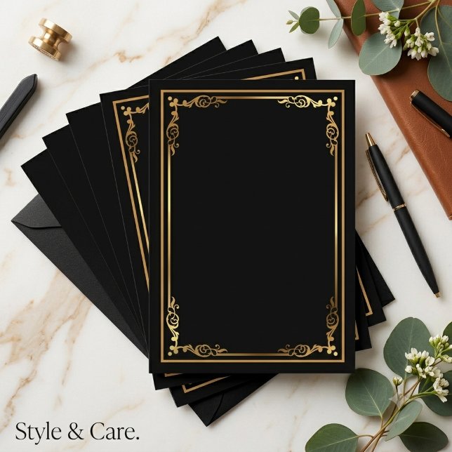 Modern Blank Black Invite with Sleek Framed Border (Modern Blank Black Invite with Sleek Framed Border)