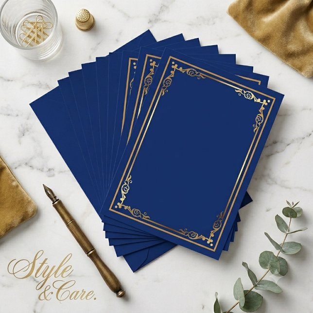 Modern Blank Navy Invite with Sleek Framed Border (Modern Blank Navy Invite with Sleek Framed Border)
