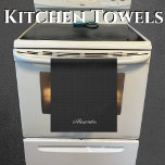 Modern Blank template, White Script Kitchen Towel<br><div class="desc">Modern Black, Blank Template White Script kitchen towel ,
TEMPLATE for a name in WHITE type
Matching Kitchen towel and cutting board. Featuring an easy-to-personalize template that is perfect for a custom kitchen.</div>