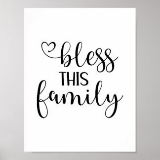 Modern bless this family quote typography  poster