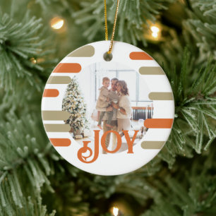 Modern Block Photo Christmas Personalized Ceramic Ornament