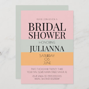 Modern Block Pink Mint Bright BRIDAL SHOWER Invitation