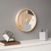 Modern Block Stripes Pattern Art On Faux Woodgrain