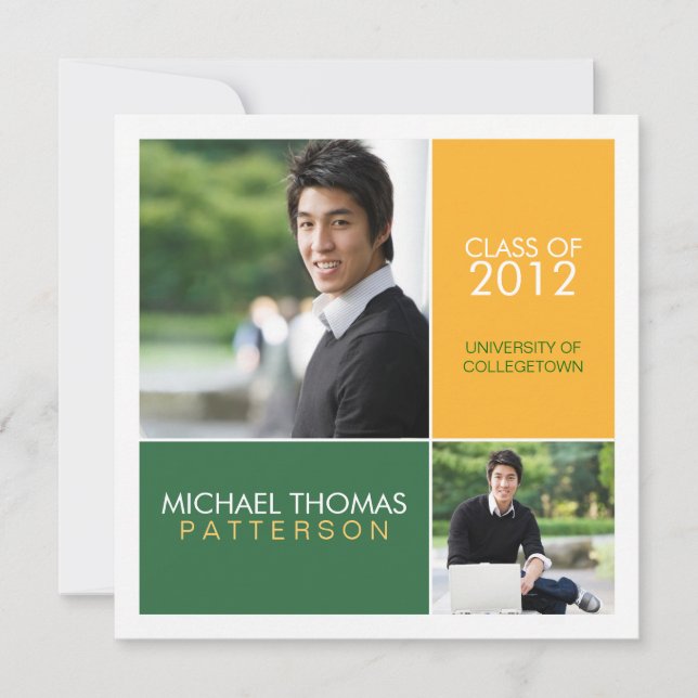Modern Block University Graduation Announcement (Front)