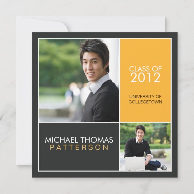 Modern Block University Graduation Announcement (Front)
