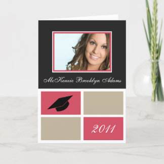Modern Blocks Folded Graduation Invitation (pink)