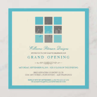 Modern Blocks Grand Opening Invitation (aqua)