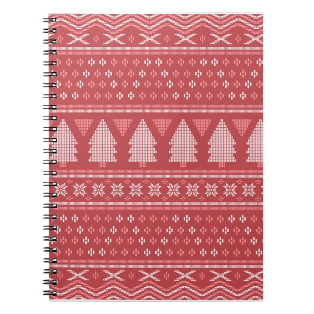 Modern Blocky Christmas Tree Pattern Notebook (Front)
