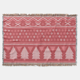 Modern Blocky Christmas Tree Pattern Throw Blanket