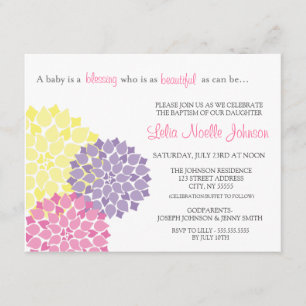 Modern Bloom Baby Baptism Christening Invitation