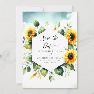Modern Bloom Sunflower Wedding Save The Date