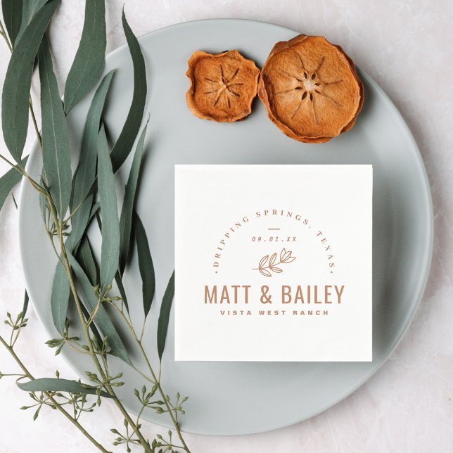 Modern Bloom Wedding Monogram | Terra Cotta Napkin (Creator Uploaded)