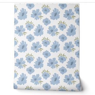Modern Blooms Dusty Blue Nursery Kids Room Wallpaper
