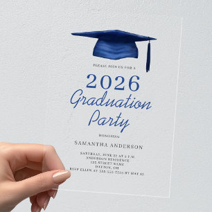 Modern Blue 2026 Graduation Party  Acrylic Invitations
