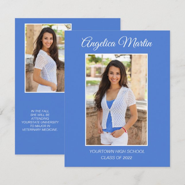 Modern Blue 2 Side Graduation 3 Photo Class 2022 (Front/Back)