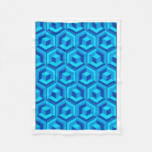 Modern Blue 3D Geometric Cube Pattern Baby Blanket