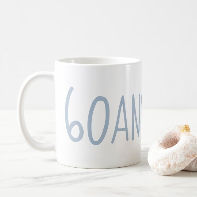 Modern Blue 60 and Sassy 60th Birthday Gift Coffee Mug (With Donut)
