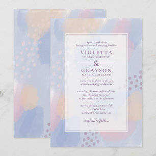 Modern Blue Abstract Art Wedding Invitation