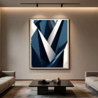 Modern Blue Abstract Geometric 3D