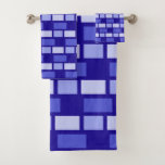 Modern Blue Abstract Geometric Shapes Bath Towel Set<br><div class="desc">Modern rectangle geometric pattern in shades of blue Bath Towel Set.</div>