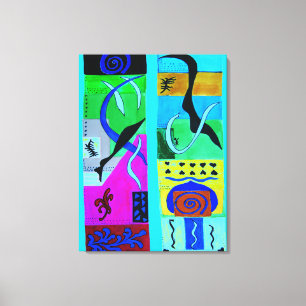 Modern Blue Abstract Inspiration From Matisse Canvas Print