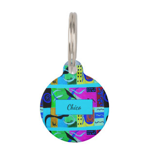 Modern Blue Abstract Inspiration From Matisse Pet Tag