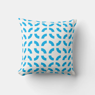Modern Blue Abstract Interlocking Dash Geometric T Throw Pillow