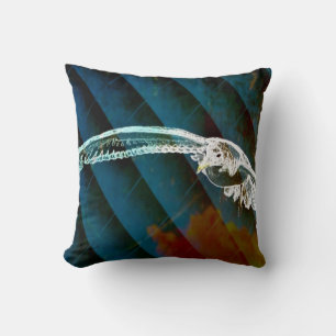 Modern Blue Abstract Ocean Birds gliding seagull Throw Pillow