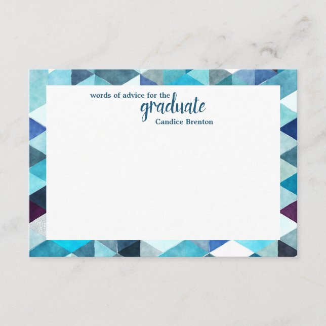 Modern Blue Abstract Pattern Word of Advice Cards (Front)