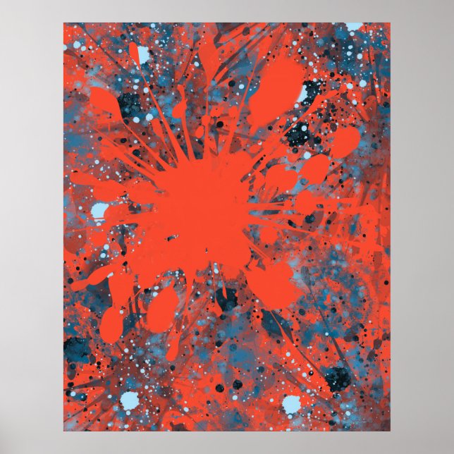 Modern Blue Abstract Poster (Front)