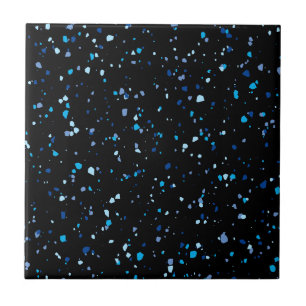 Modern Blue and Black Terrazzo Pattern Tile