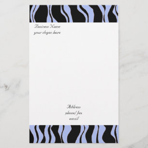 Modern Blue and Black Zebra Pattern Stationery