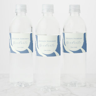 Modern blue and cream abstract Pattern graduation Water Bottle Label
