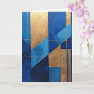 Modern Blue and Gold Abstract Blank Card