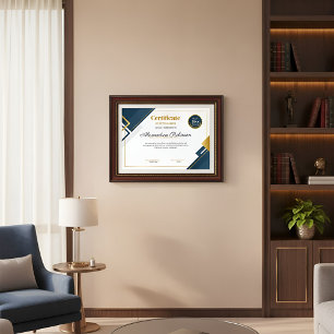 Modern Blue and Gold Certificate of Appreciation P Poster