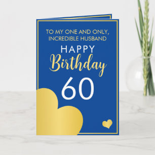 Modern Blue and Gold Husband 60th Birthday Card