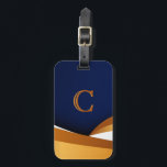 Modern Blue and Gold Wave Monogram Design Luggage Tag<br><div class="desc">This cool and modern abstract design features flowing blue, gold, and orange wave accents with a bold monogram initial for a personalized touch. The sleek, contemporary style gives your luggage tag a standout look that’s easy to spot and perfect for travel. Ideal for travelers who want a stylish custom accessory...</div>
