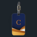 Modern Blue and Gold Wave Monogram Design Luggage Tag<br><div class="desc">This cool and modern abstract design features flowing blue, gold, and orange wave accents with a bold monogram initial for a personalized touch. The sleek, contemporary style gives your luggage tag a standout look that’s easy to spot and perfect for travel. Ideal for travelers who want a stylish custom accessory...</div>