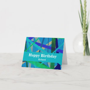 Modern Blue and Green Lines Abstract Card