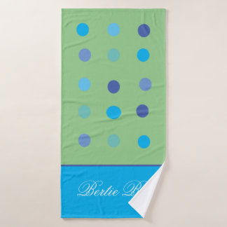 Modern, blue and green spotted customisable Pet Bath Towel