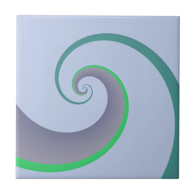 Modern Blue and Green Waves Tile (Front)