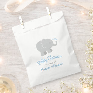 Modern Blue and Grey Elephant Boy Baby Shower Favour Bag