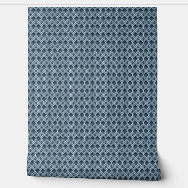 Modern Blue and Grey Geometric Pattern Wallpaper (Unrolling)