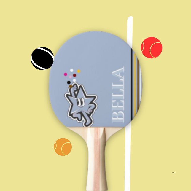 Modern blue and grey initial minimal contemporary ping pong paddle (Creator Uploaded)