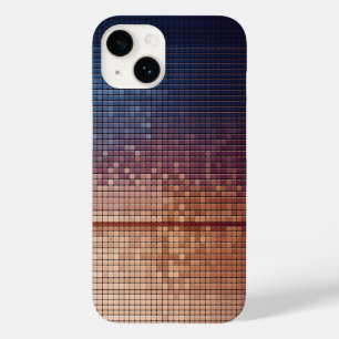 Modern Blue and Orange Pixel Mosaic Gradient Sunse Case-Mate iPhone 14 Case